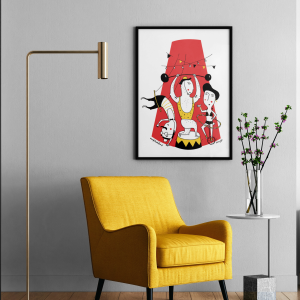 Living room with Poster Mockup